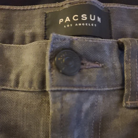 PacSun Distressed Stacked Skinny Jeans | Ripped Knees | Dark Gray | 32 x 32 - Picture 9 of 9